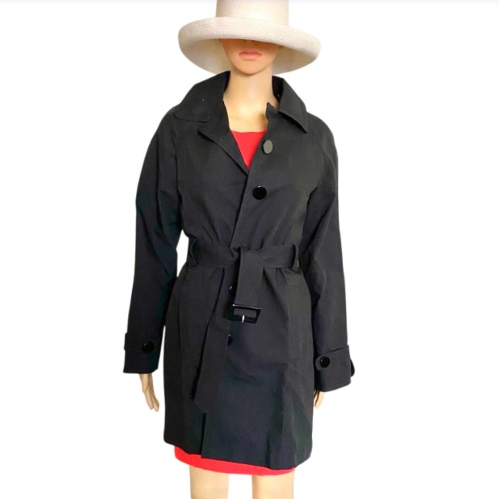 NINE WEST  Single Breast Gabardine Belted Mid Length Trenchcoat Size S